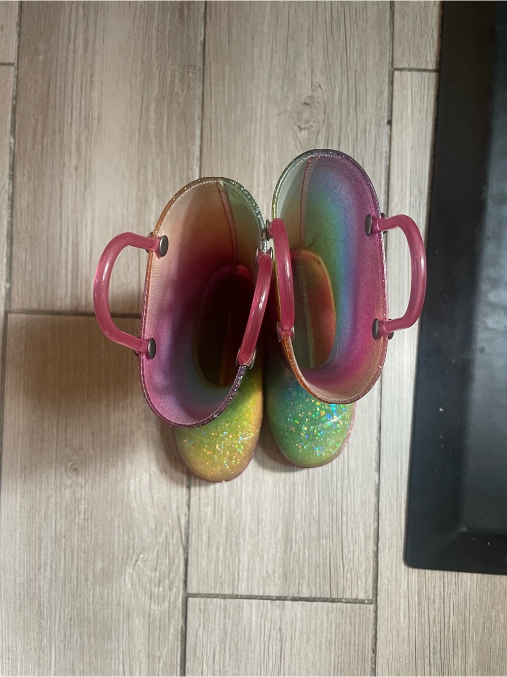 Western Chief Kids Rainbow Glitter Rain Boots - Toddler 8 Girls - Picture 3 of 8